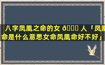 八字凤凰之命的女 🐒 人「凤凰命是什么意思女命凤凰命好不好」